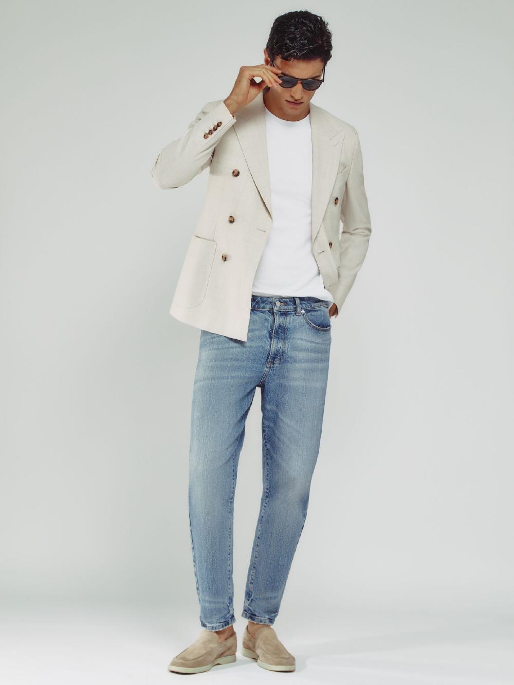 Reiss Relaxed-Fit Cropped Jeans In Light Blue Wash