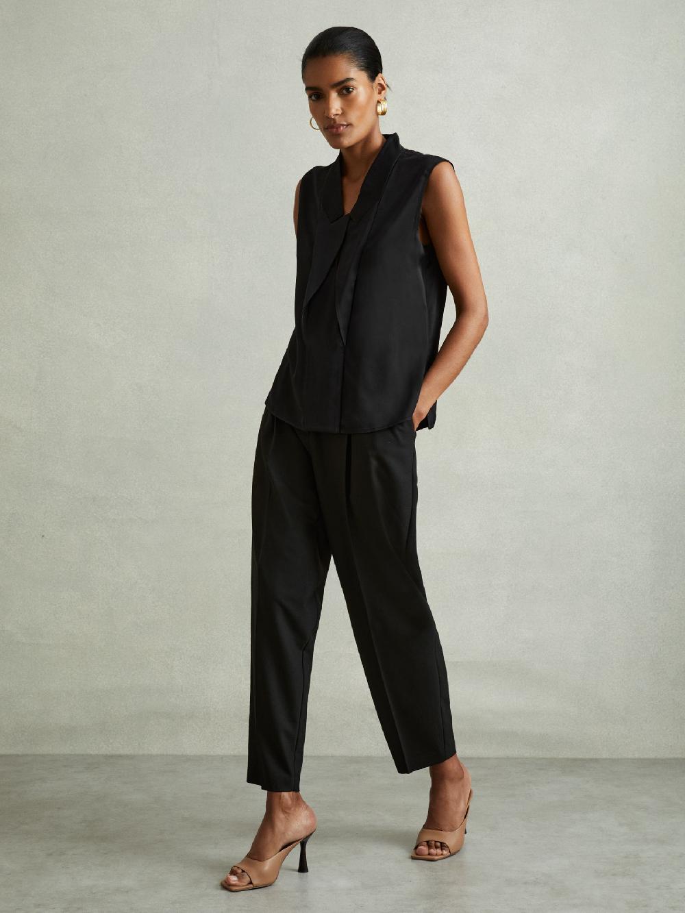 Reiss Relaxed Tux Top In Black