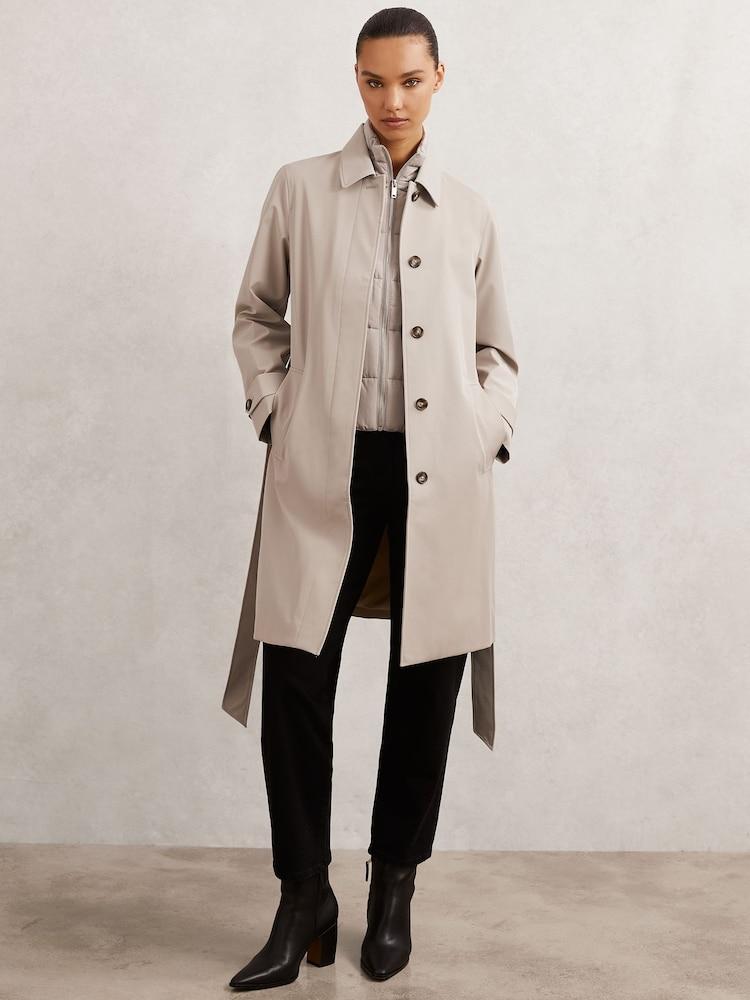 reiss Removable-Gilet Hybrid Overcoat in Neutral