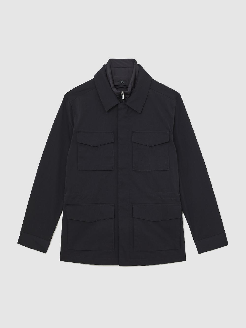 Reiss Removable-Gilet Safari Jacket In Navy