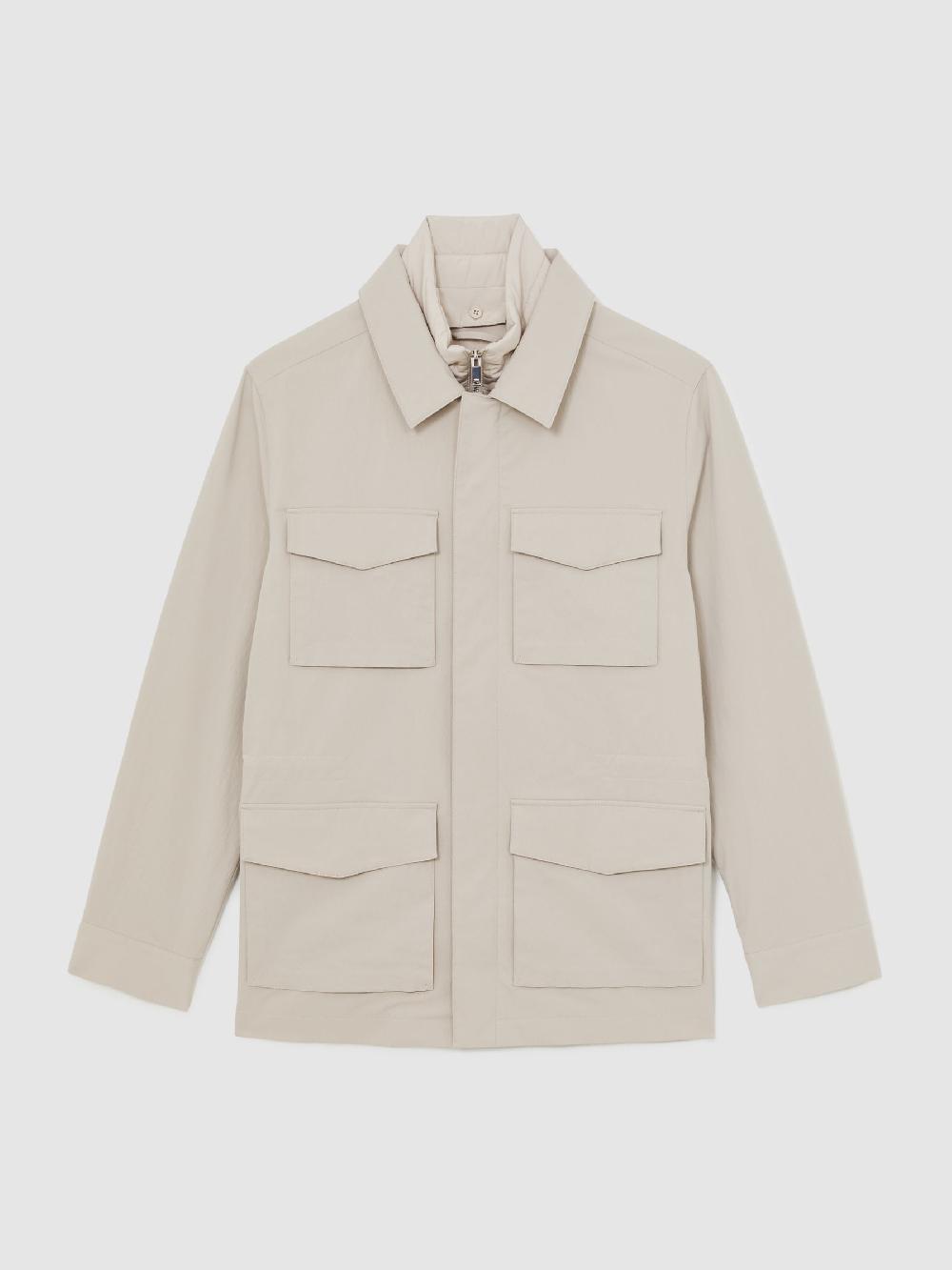 Reiss Removable-Gilet Safari Jacket In Stone