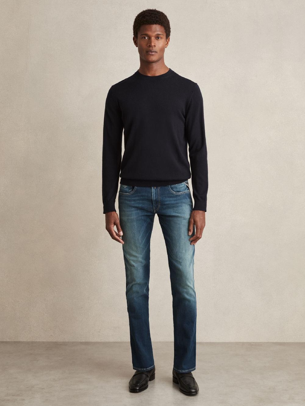 Reiss Replay Slim-Fit Hyperflex Jeans In Mid Blue