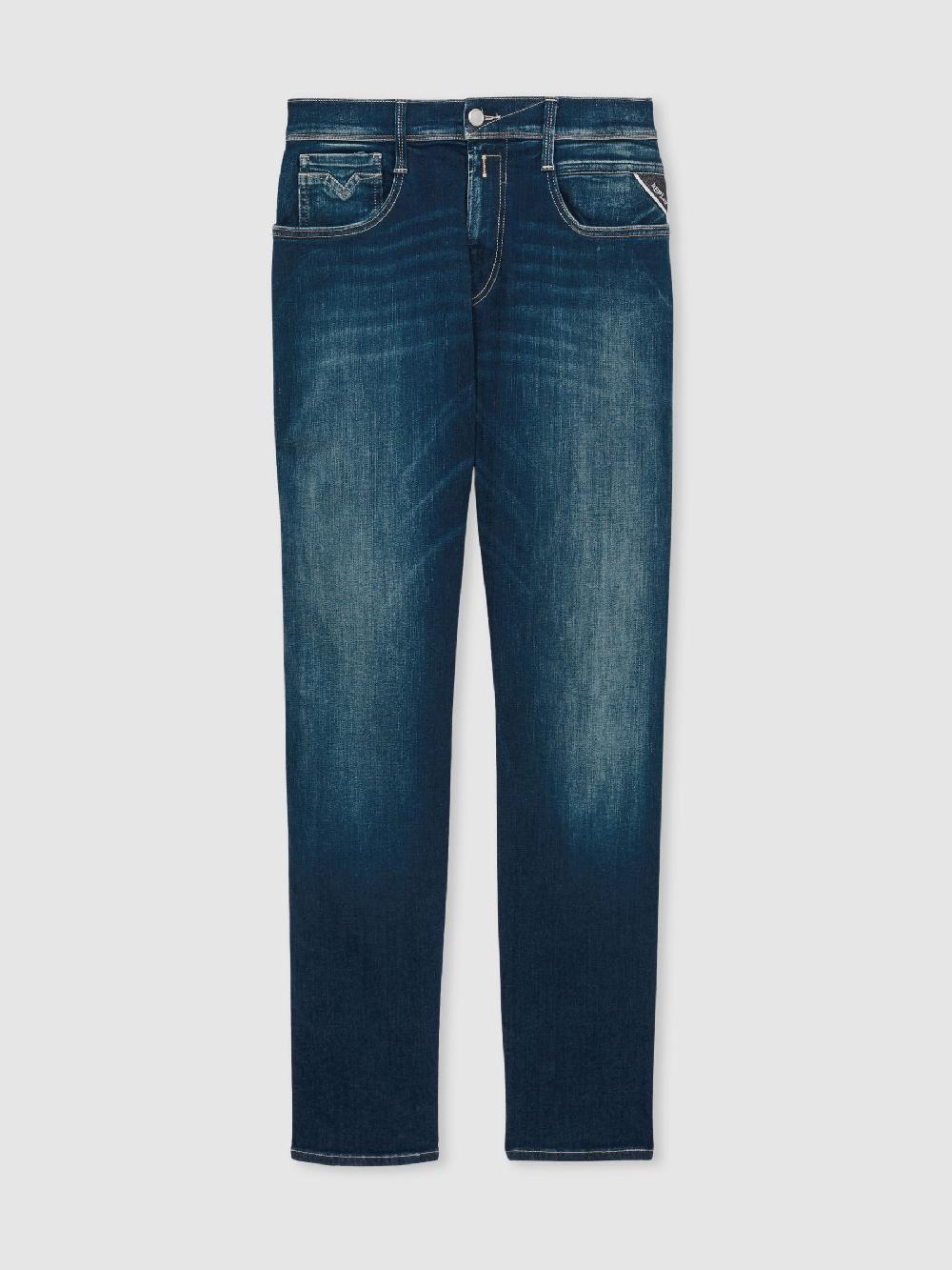 Reiss Replay Slim-Fit Hyperflex Jeans In Mid Blue