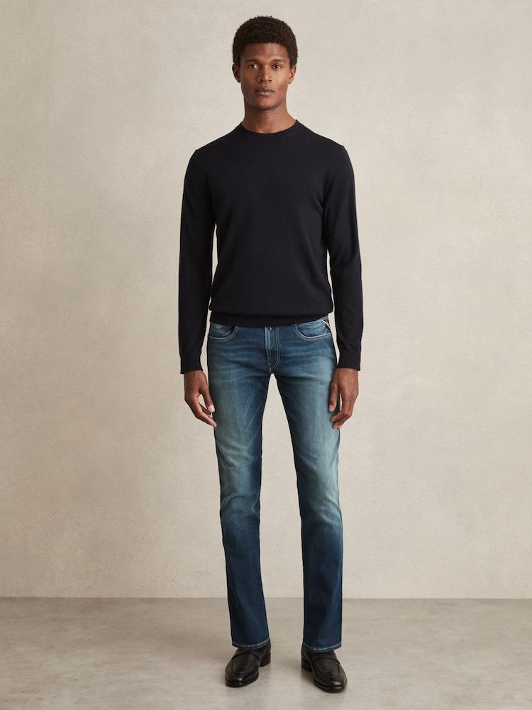 reiss Replay Slim-Fit Hyperflex Jeans in Mid Blue