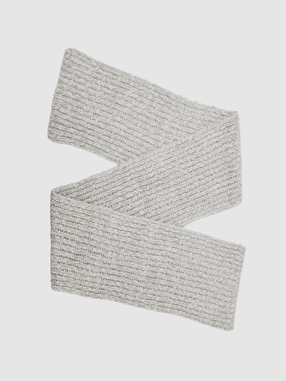 Reiss Rib-Knit Marl Scarf With Wool In Grey Marl