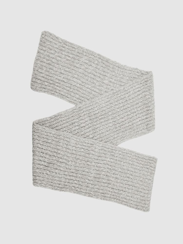 reiss Rib-Knit Marl Scarf with Wool in Grey Marl
