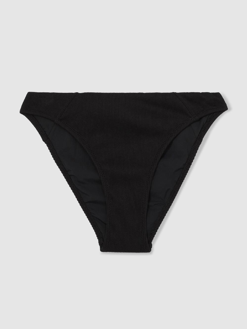 Reiss Ribbed Bikini Bottoms In Black
