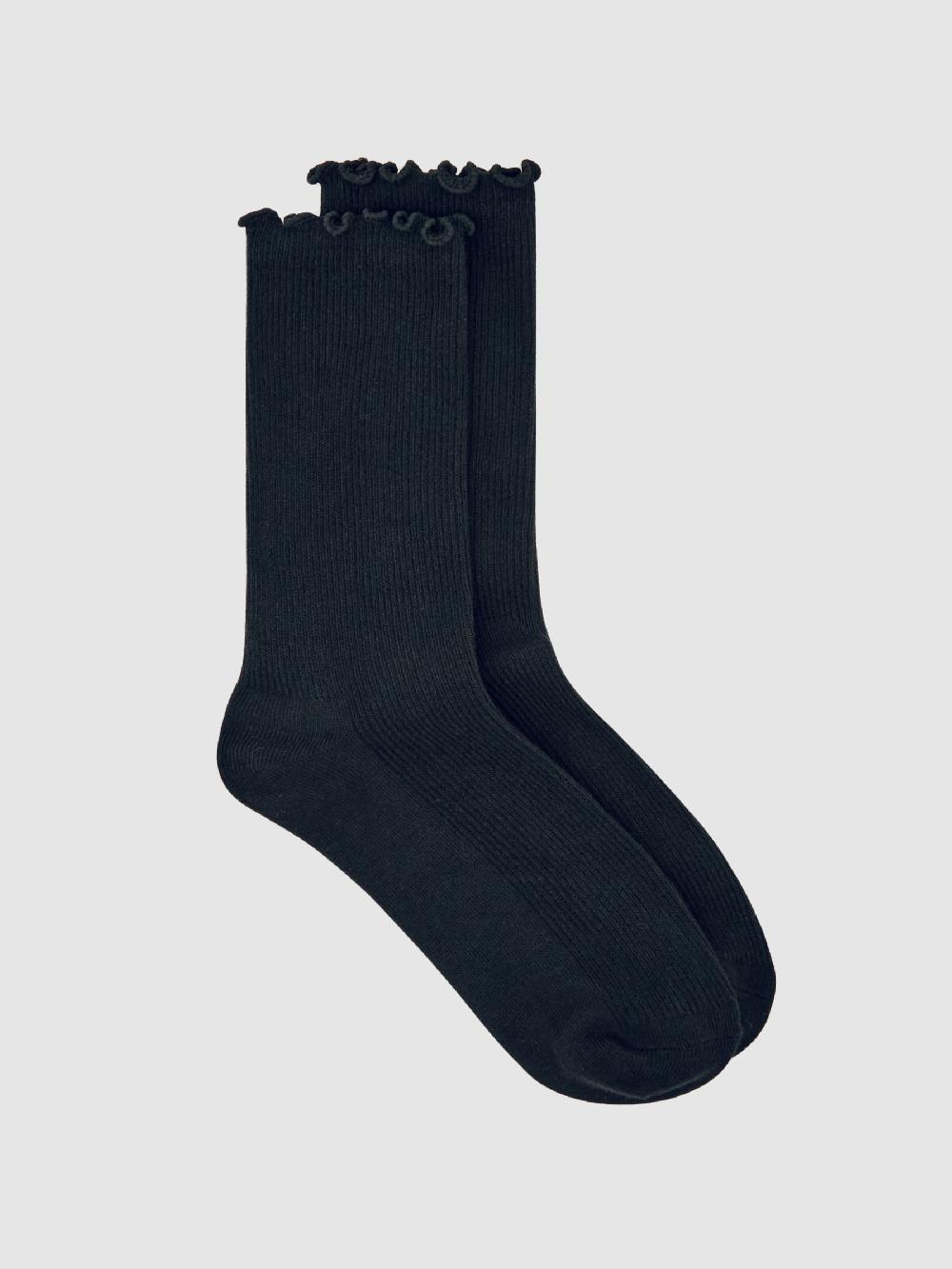 Reiss Ribbed Frilly Socks In Black