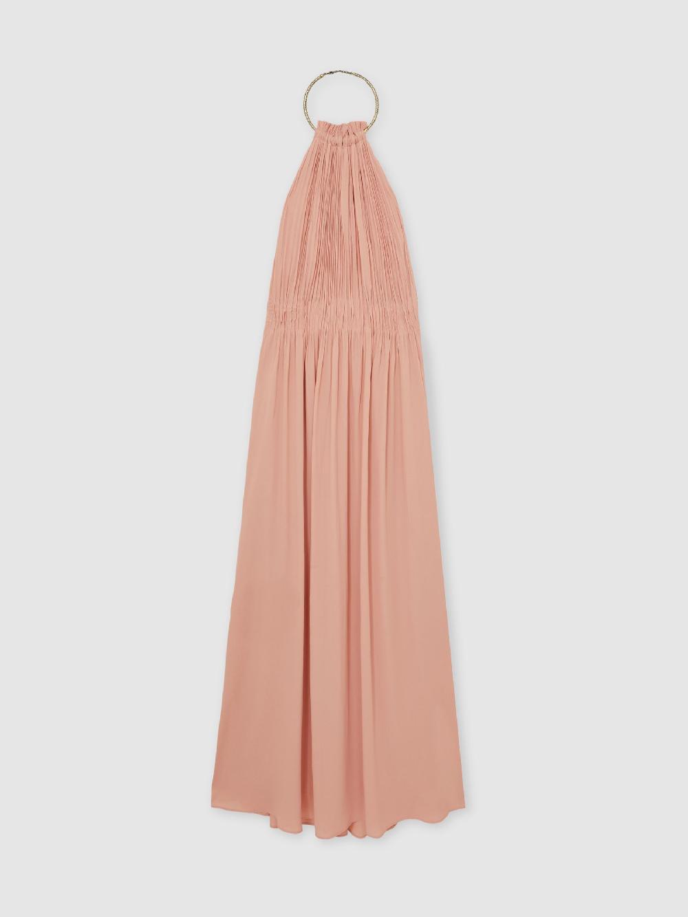 Reiss Ring-Detail Halterneck Maxi Dress In Pink