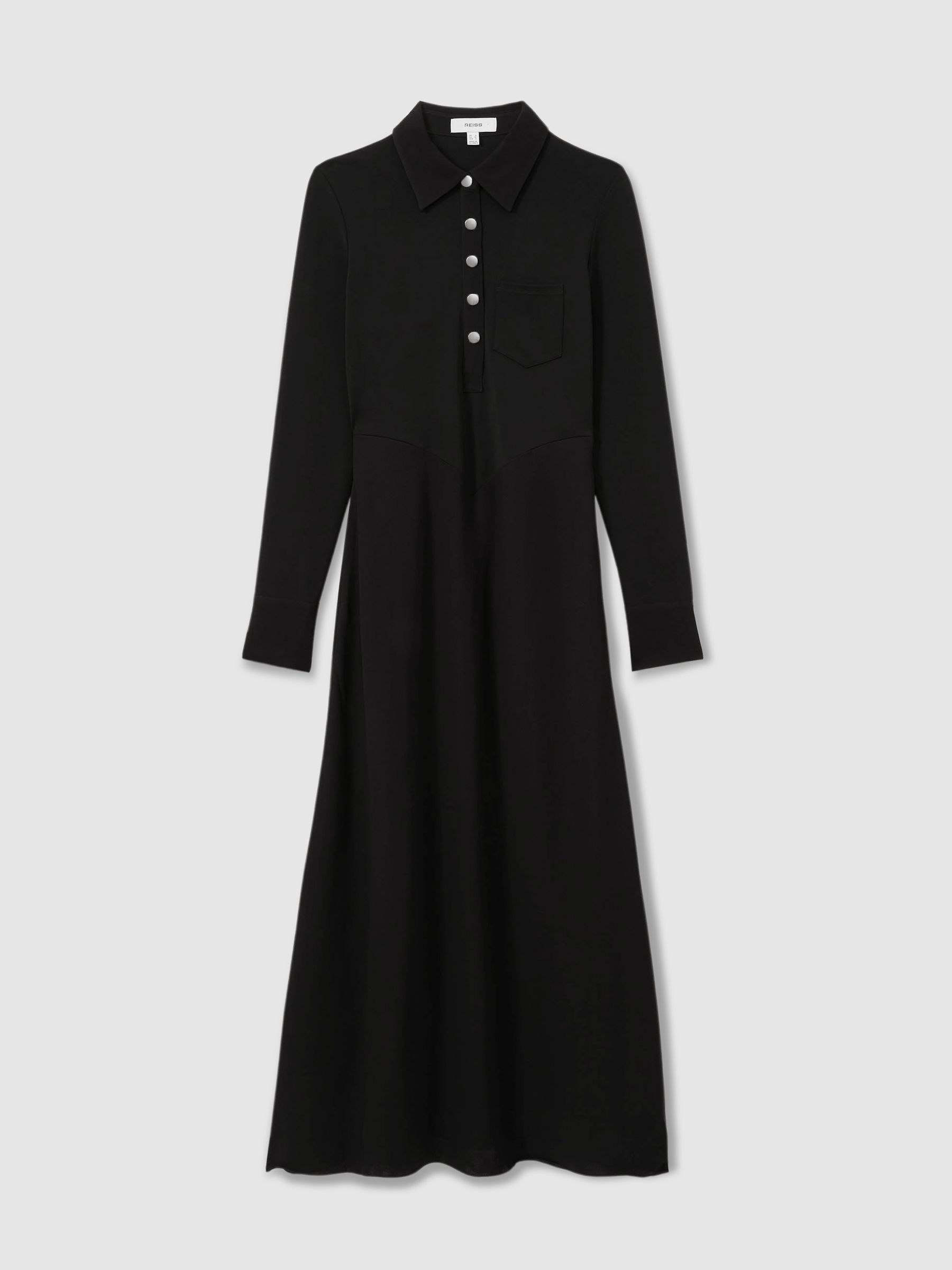 Reiss Rosina Black Jersey Polo Maxi Dress