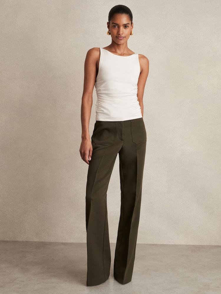 reiss Ruched Jersey Cowl Back Vest in White