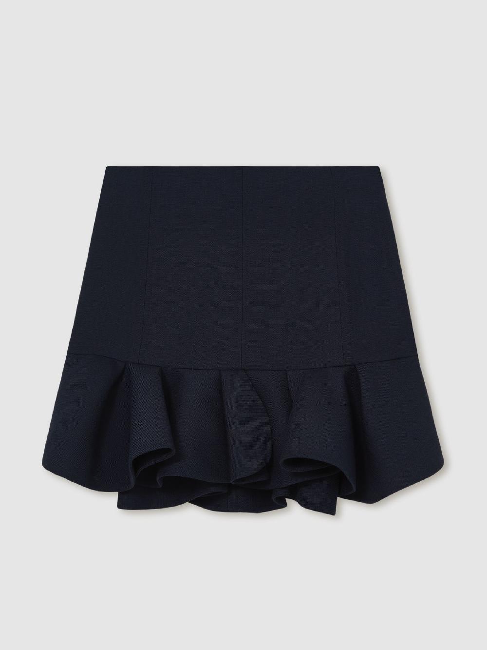 Reiss Ruffle-Hem Mini Skirt In Navy