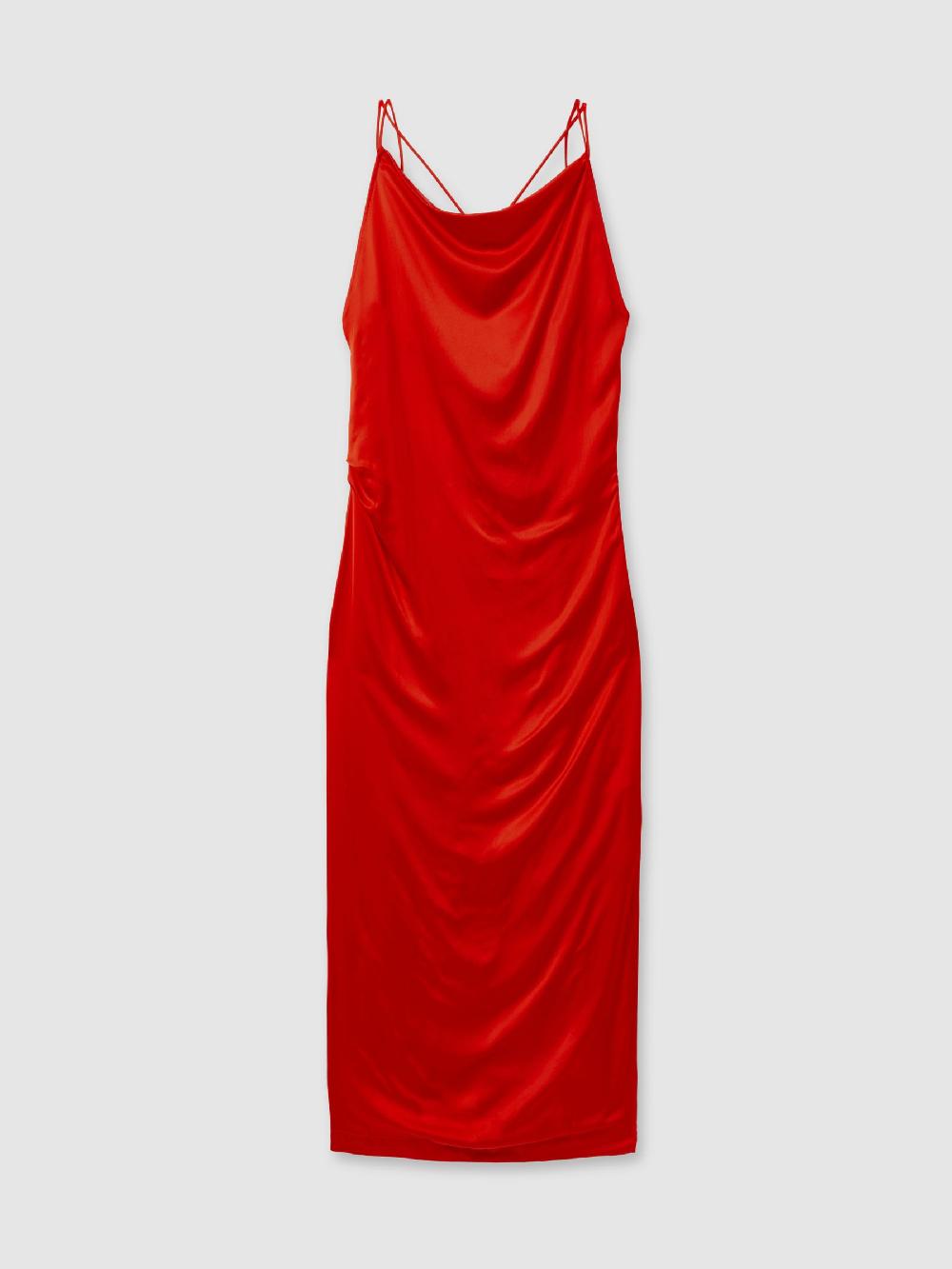 Reiss Satin Cowl Neck Maxi Dress In Orange