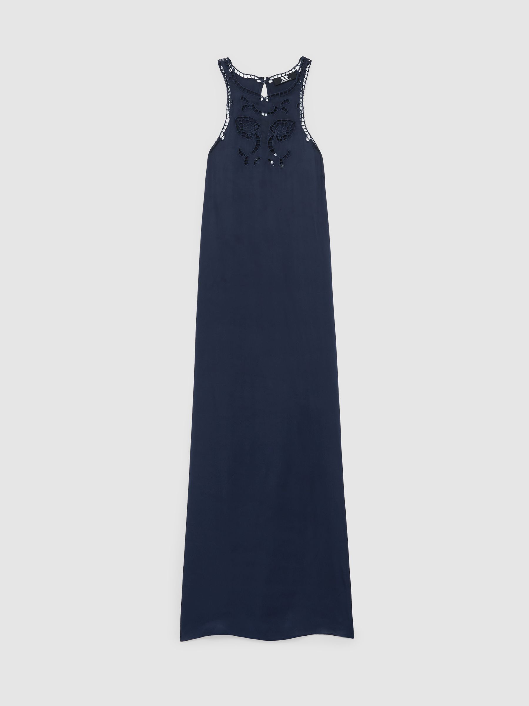 Reiss Satin Cut-Out Slip Dress In Navy