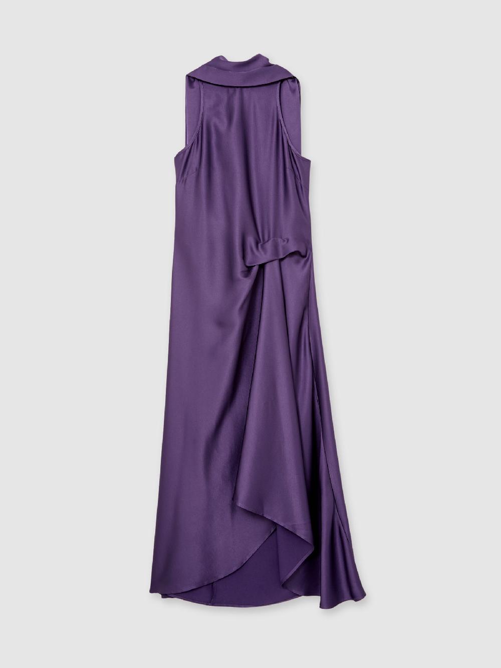Reiss Satin Tuck-Detail Cape Midi Dress In Purple
