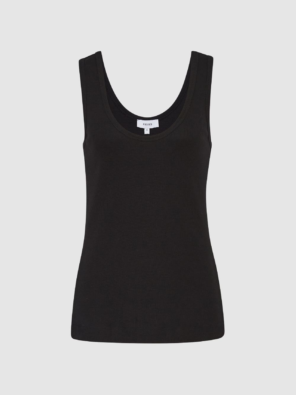 Reiss Scoop Neck Jersey Vest Top In Black