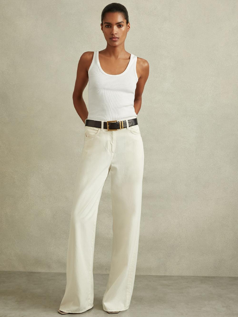 Reiss Scoop Neck Jersey Vest Top In White