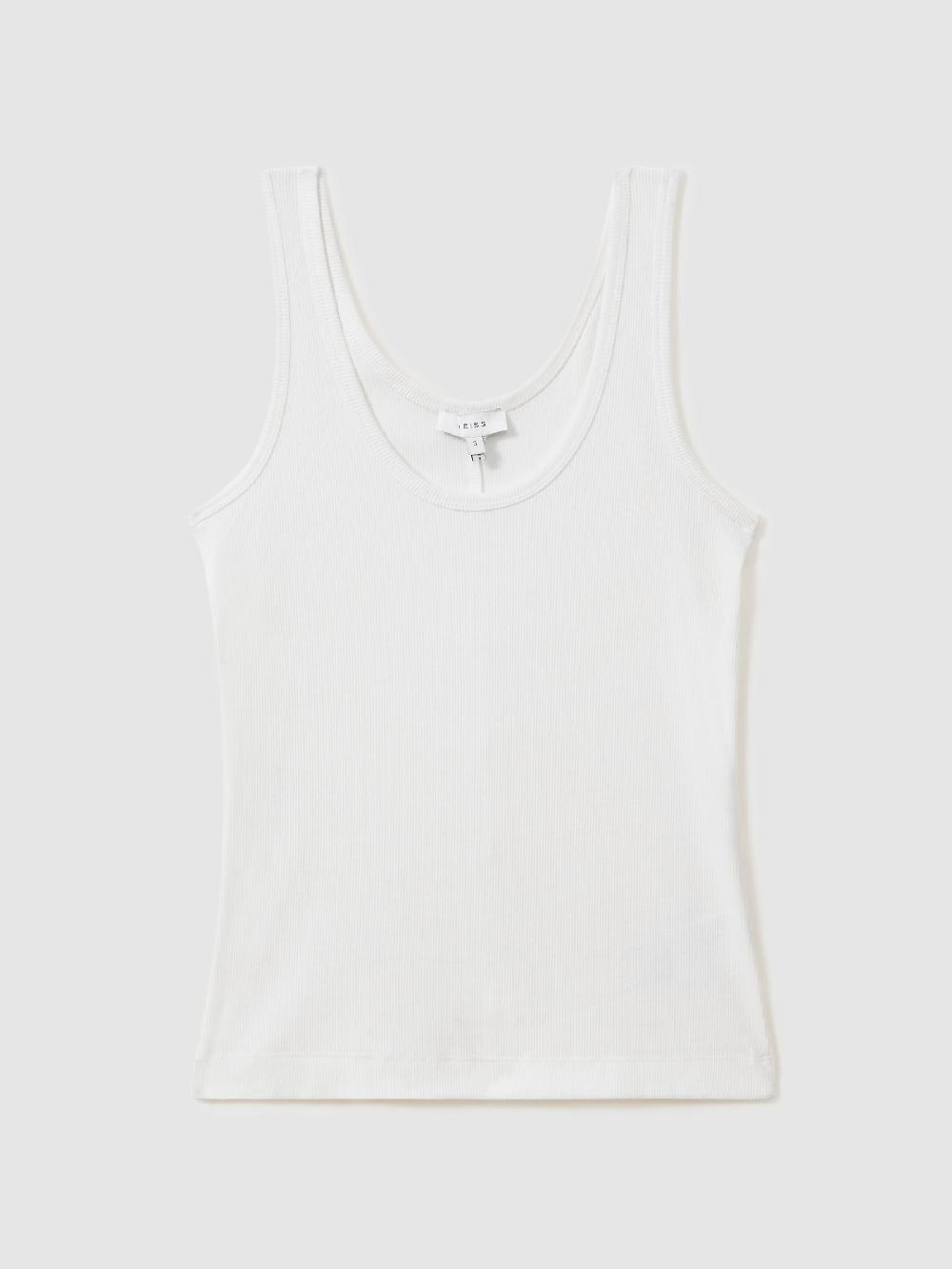 Reiss Scoop Neck Jersey Vest Top In White