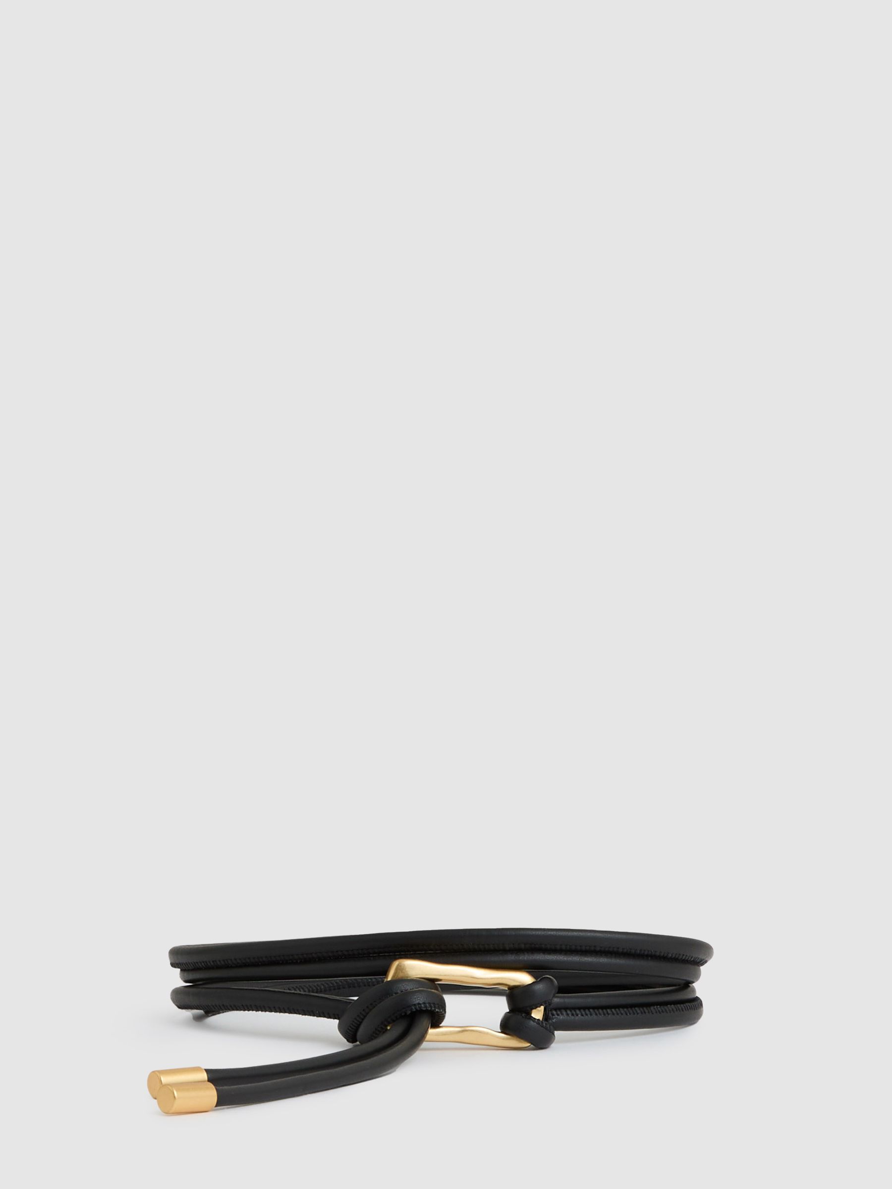 Reiss Sculpted Buckle Tubular Tie Belt In Black