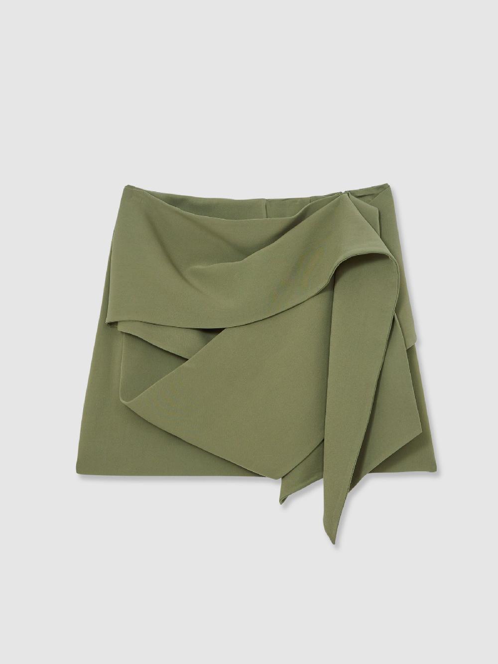 Reiss Sculptural Mini Skirt In Green