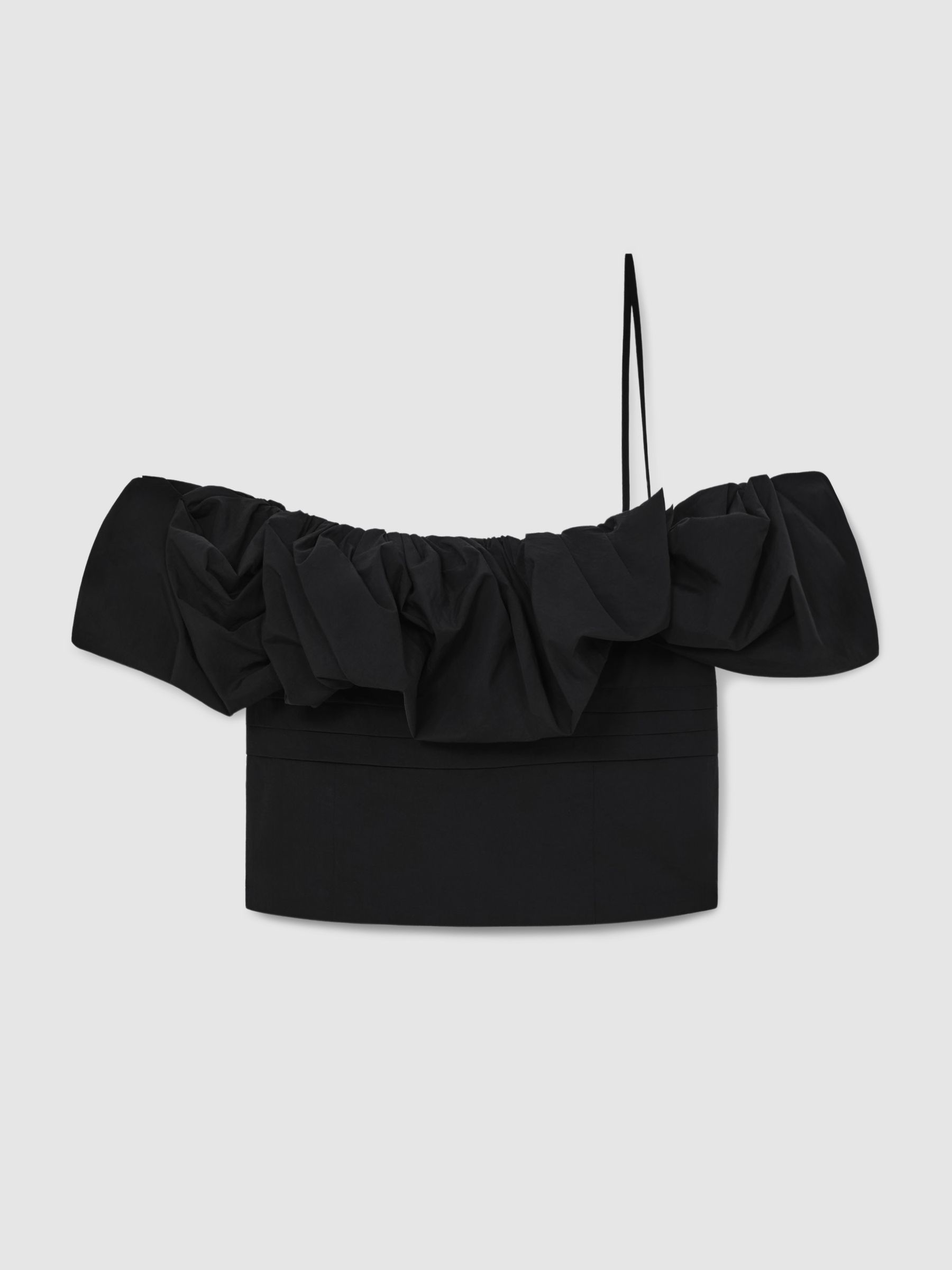 Reiss Sculptural Strapless Top In Black