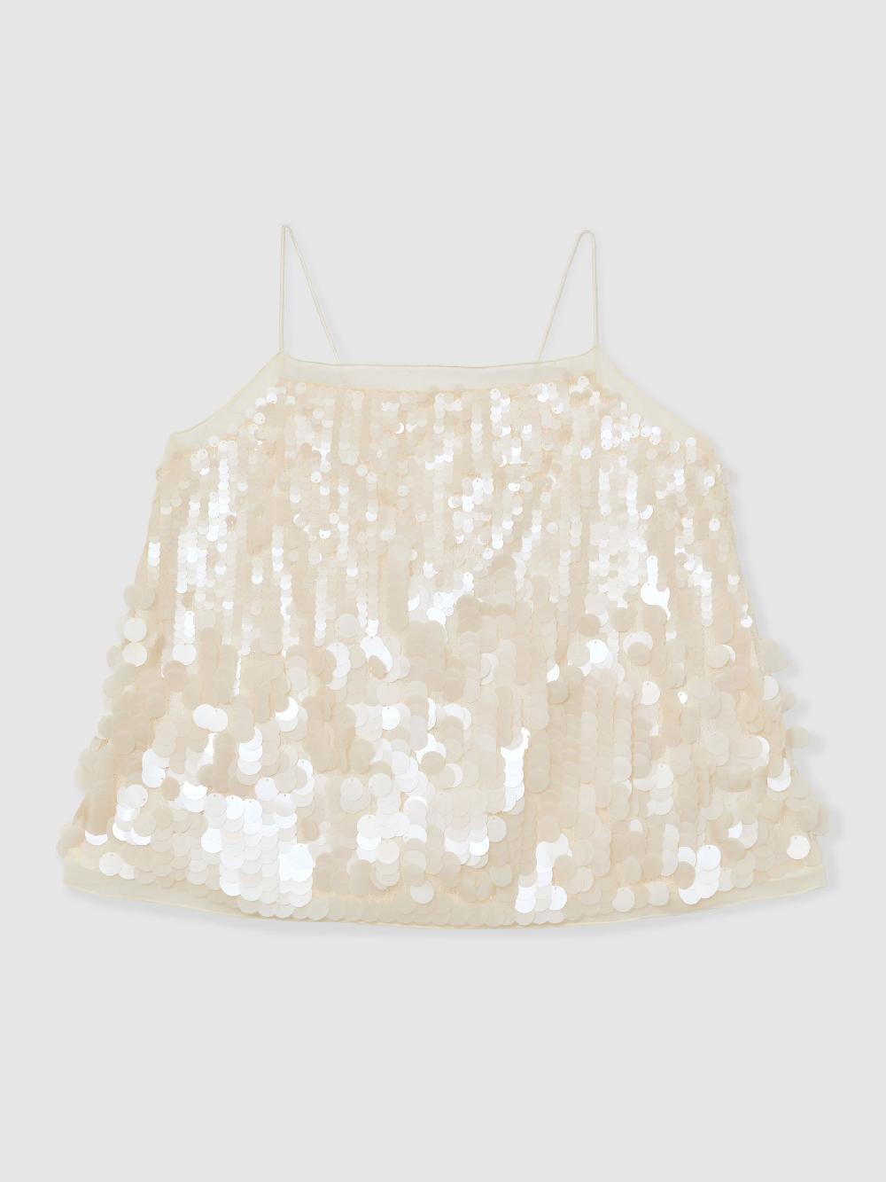 Reiss Sequin Cami Top In Cream