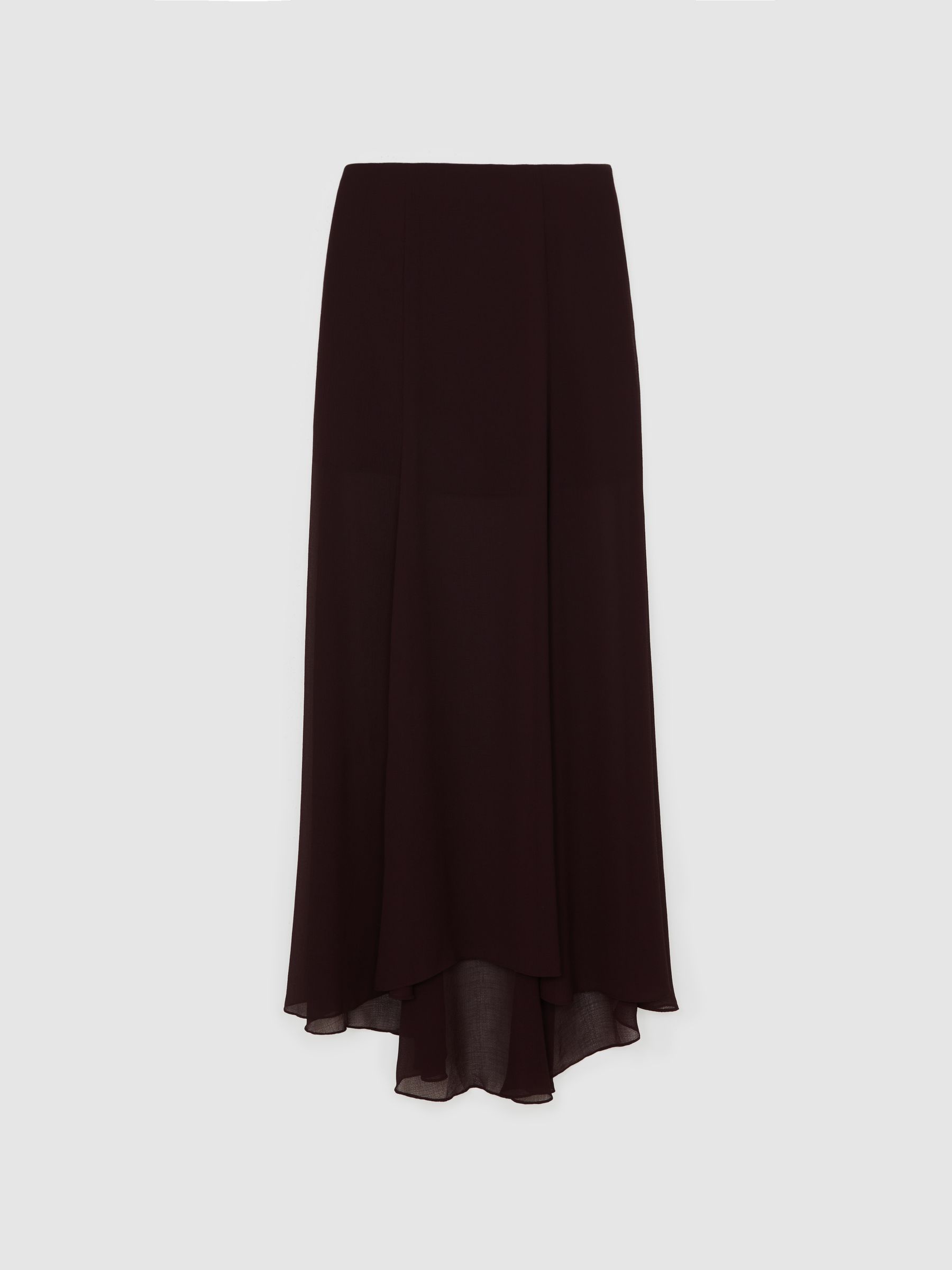 Reiss Sheer Textured Maxi Skirt In Chocolate Brown