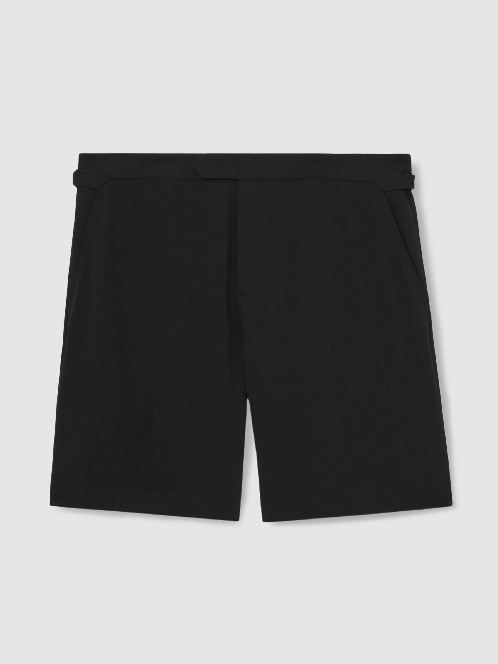 Reiss Side-Adjuster Tailored Shorts In Black