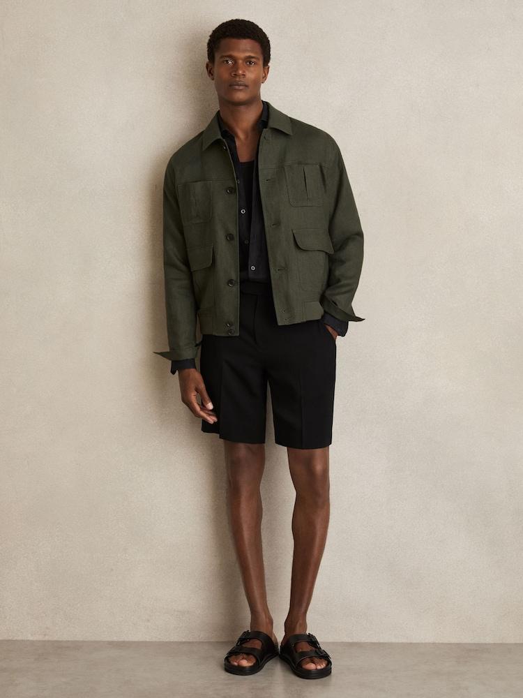 reiss Side-Adjuster Tailored Shorts in Black