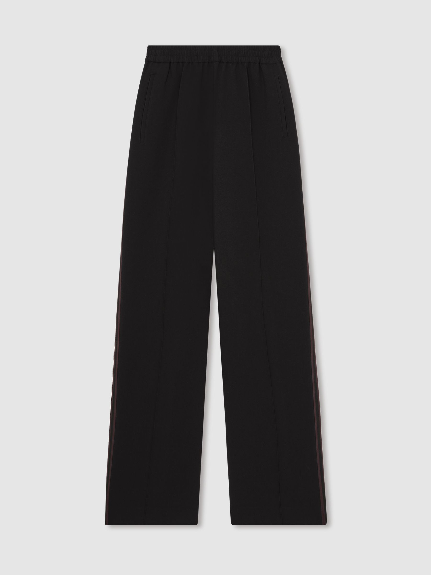 Reiss Side-Stripe Tapered Trousers In Black
