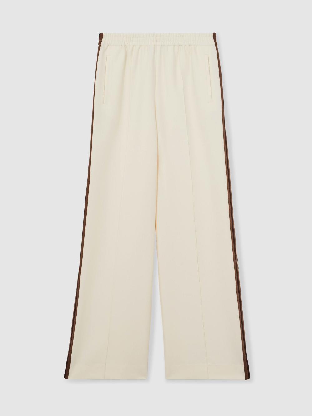 Reiss Side-Stripe Wide-Leg Trousers In Cream