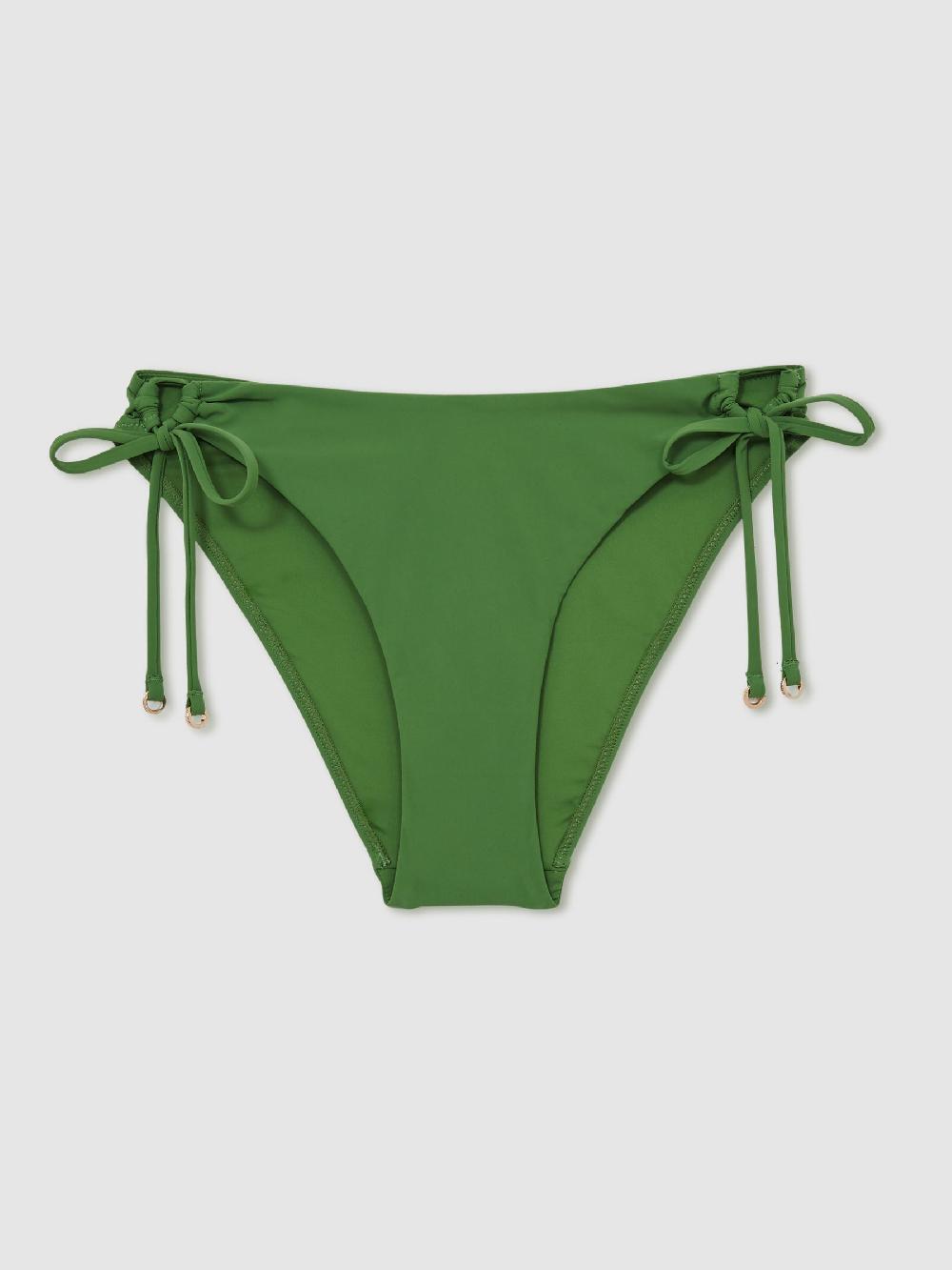 Reiss Side-Tie Bikini Bottoms In Green