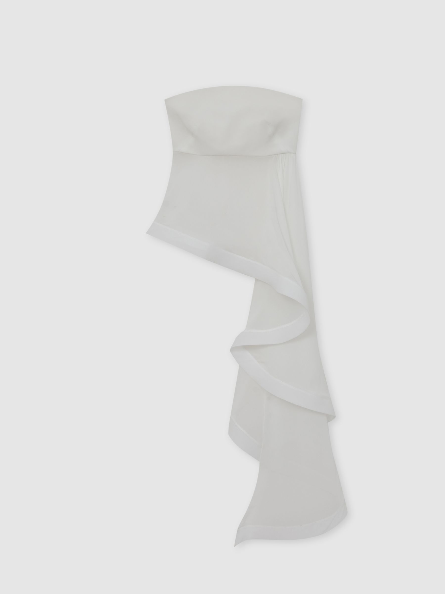Reiss Silk Asymmetric-Ruffle Bandeau Top In Ivory