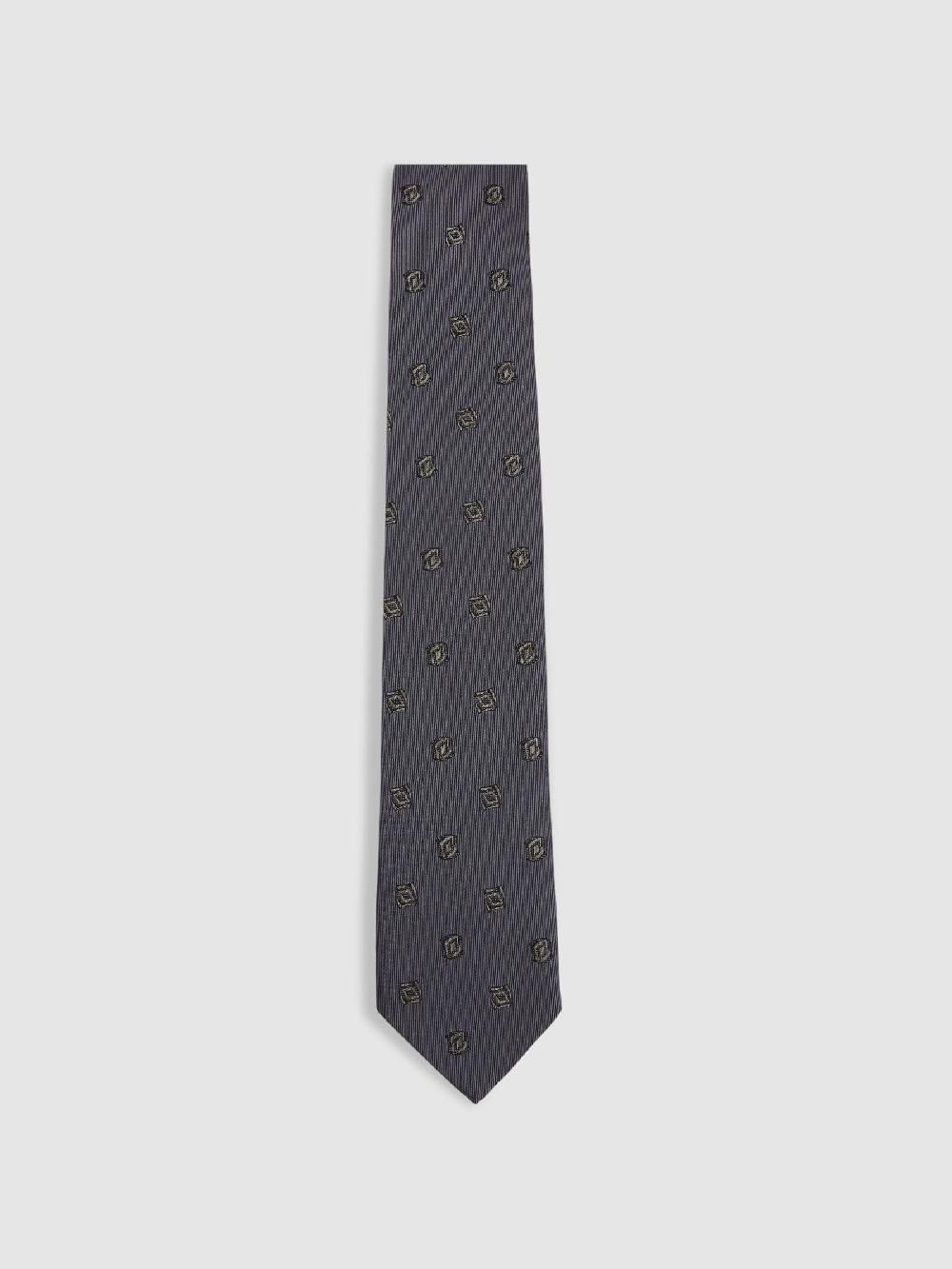 Reiss Silk Blend Jacquard Tie In Steel Blue