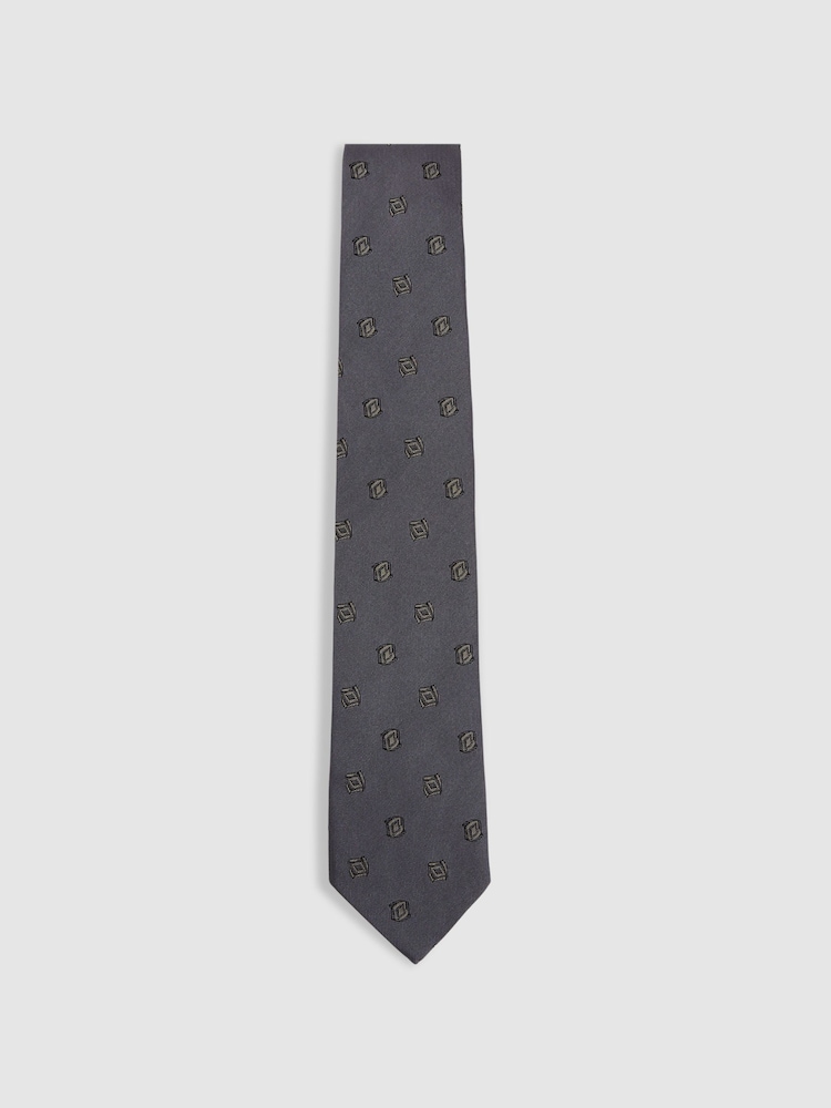 reiss Silk Blend Jacquard Tie in Steel Blue