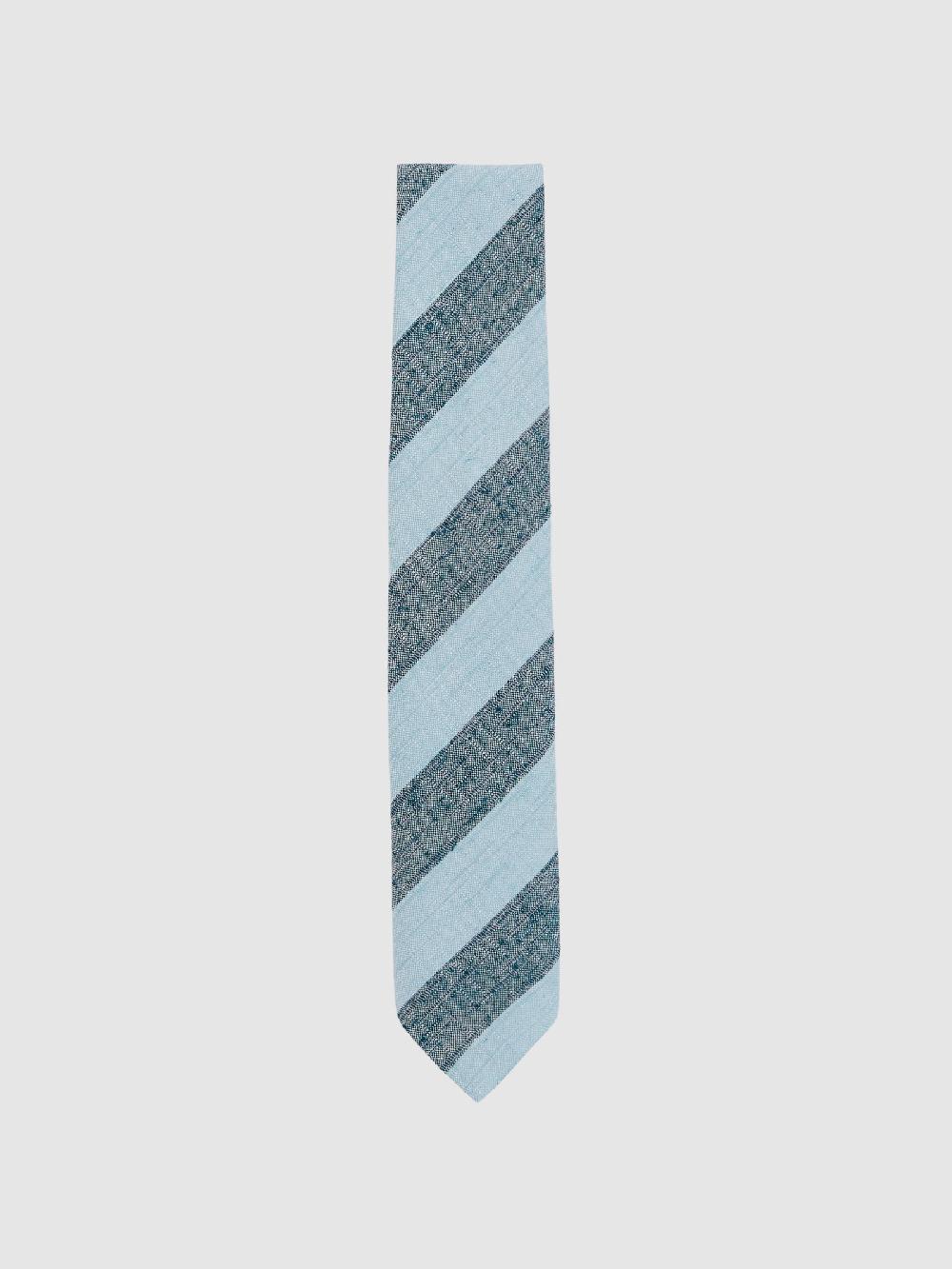 Reiss Silk-Blend Textured Stripe Tie In Soft Blue