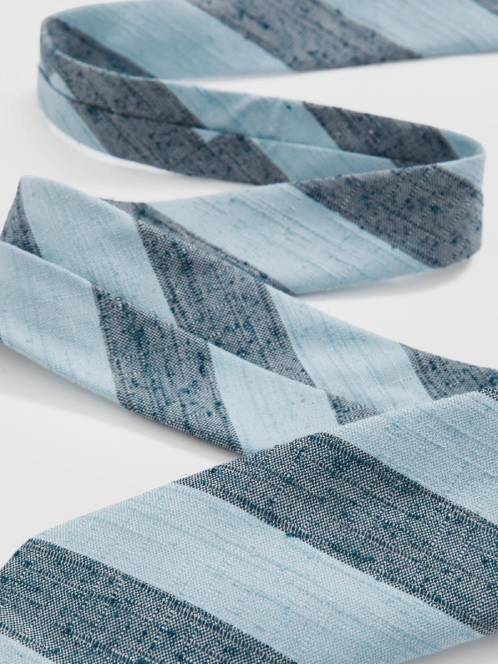 Reiss Silk-Blend Textured Stripe Tie In Soft Blue