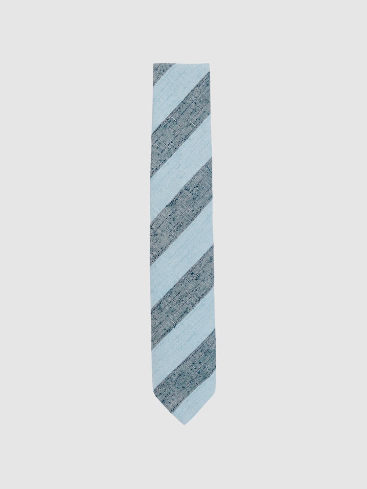 reiss Silk-Blend Textured Stripe Tie in Soft Blue