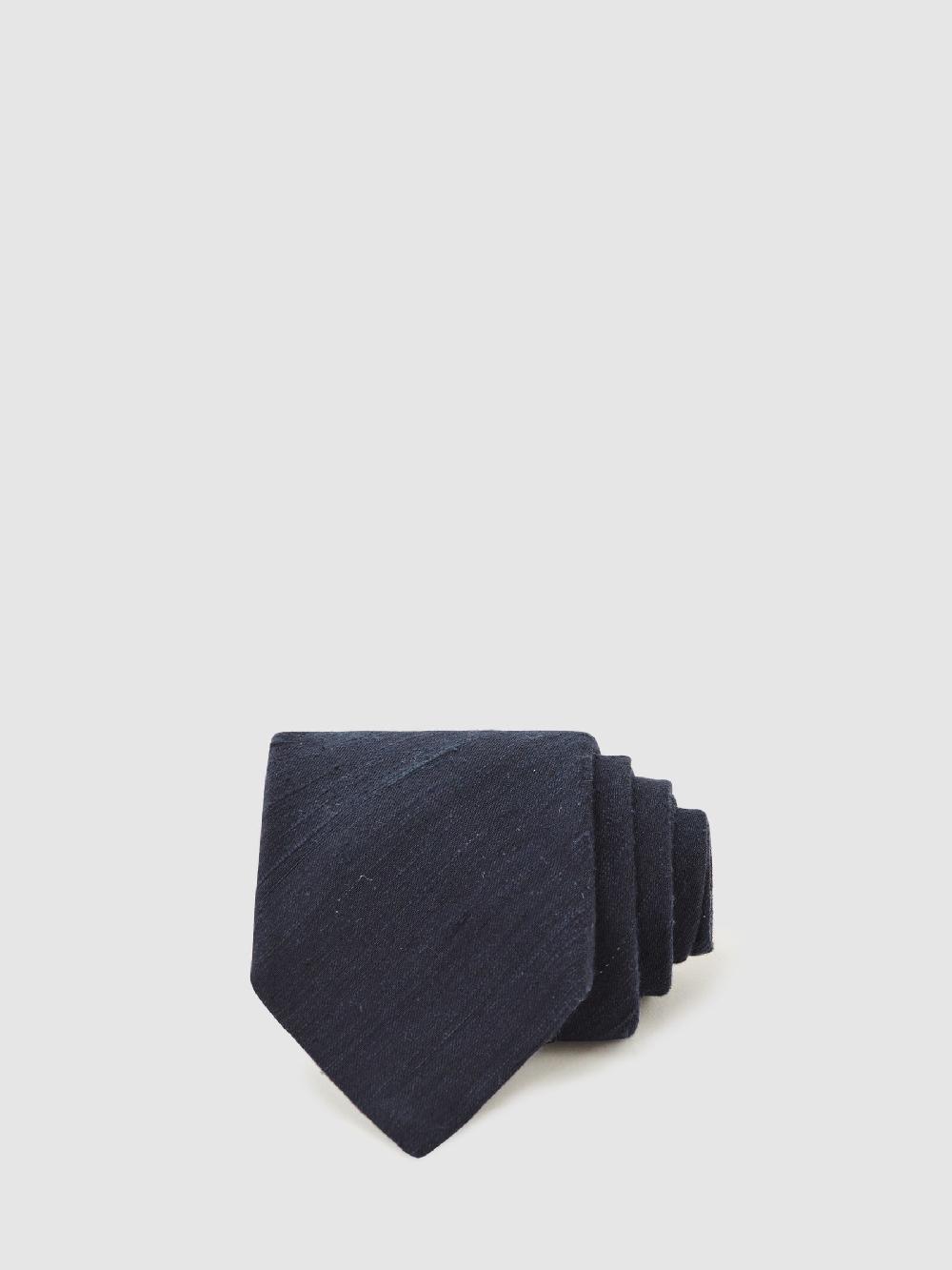 Reiss Silk Blend Textured Tie In Navy