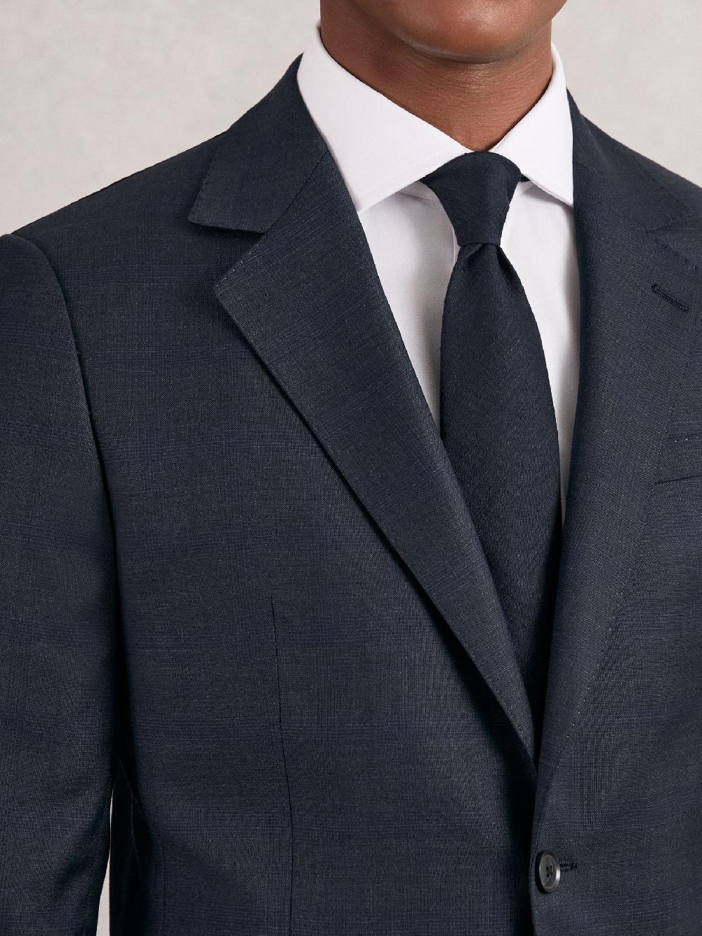 Reiss Silk Blend Textured Tie In Navy