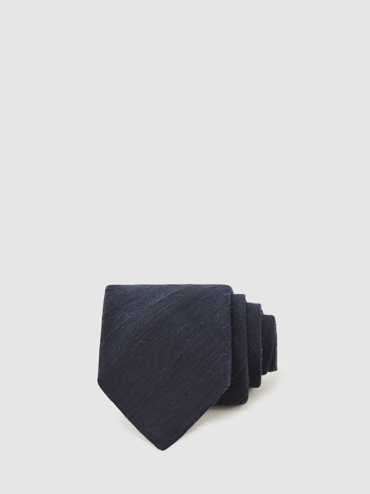 reiss Silk Blend Textured Tie in Navy
