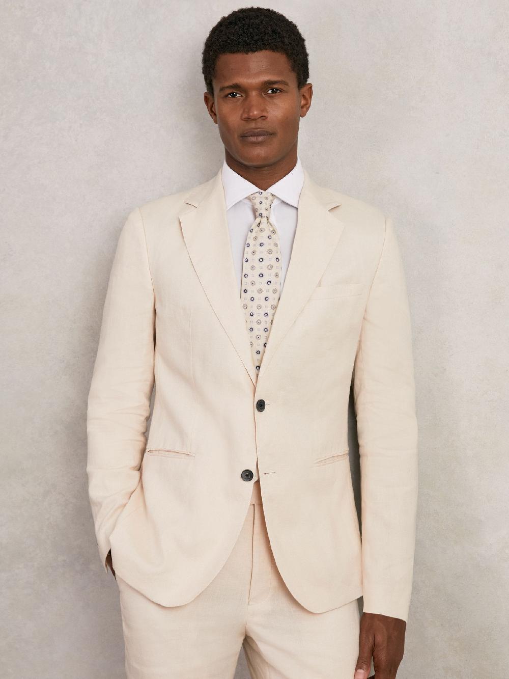 Reiss Silk Floral-Medallion Tie In Ivory