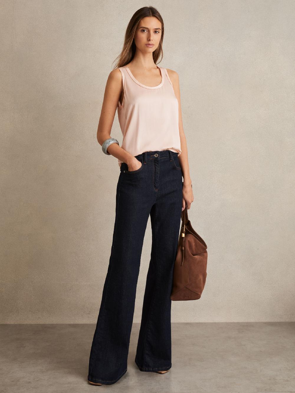 Reiss Silk Front Vest In Nude