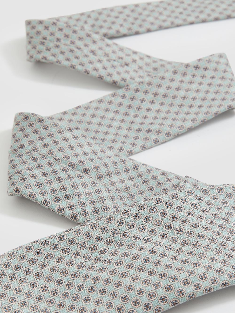 Reiss Silk Medallion-Print Tie In Soft Sage