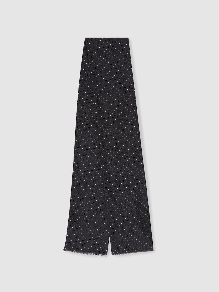 reiss Silk Polka-Dot Dress Scarf in Black/White