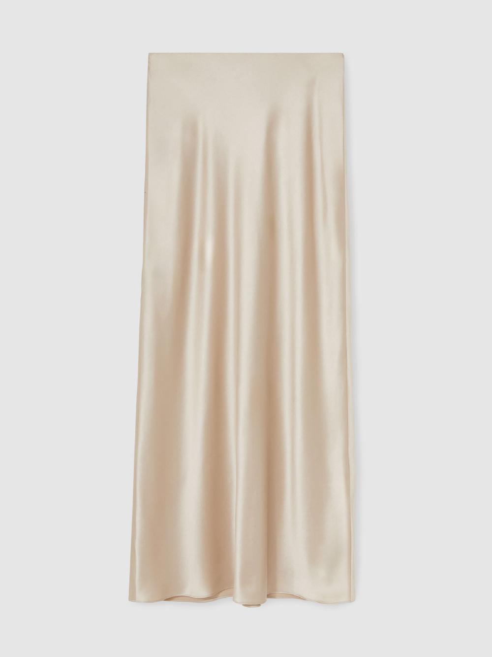 Reiss Silk Slip Maxi Skirt In Champagne Neutral