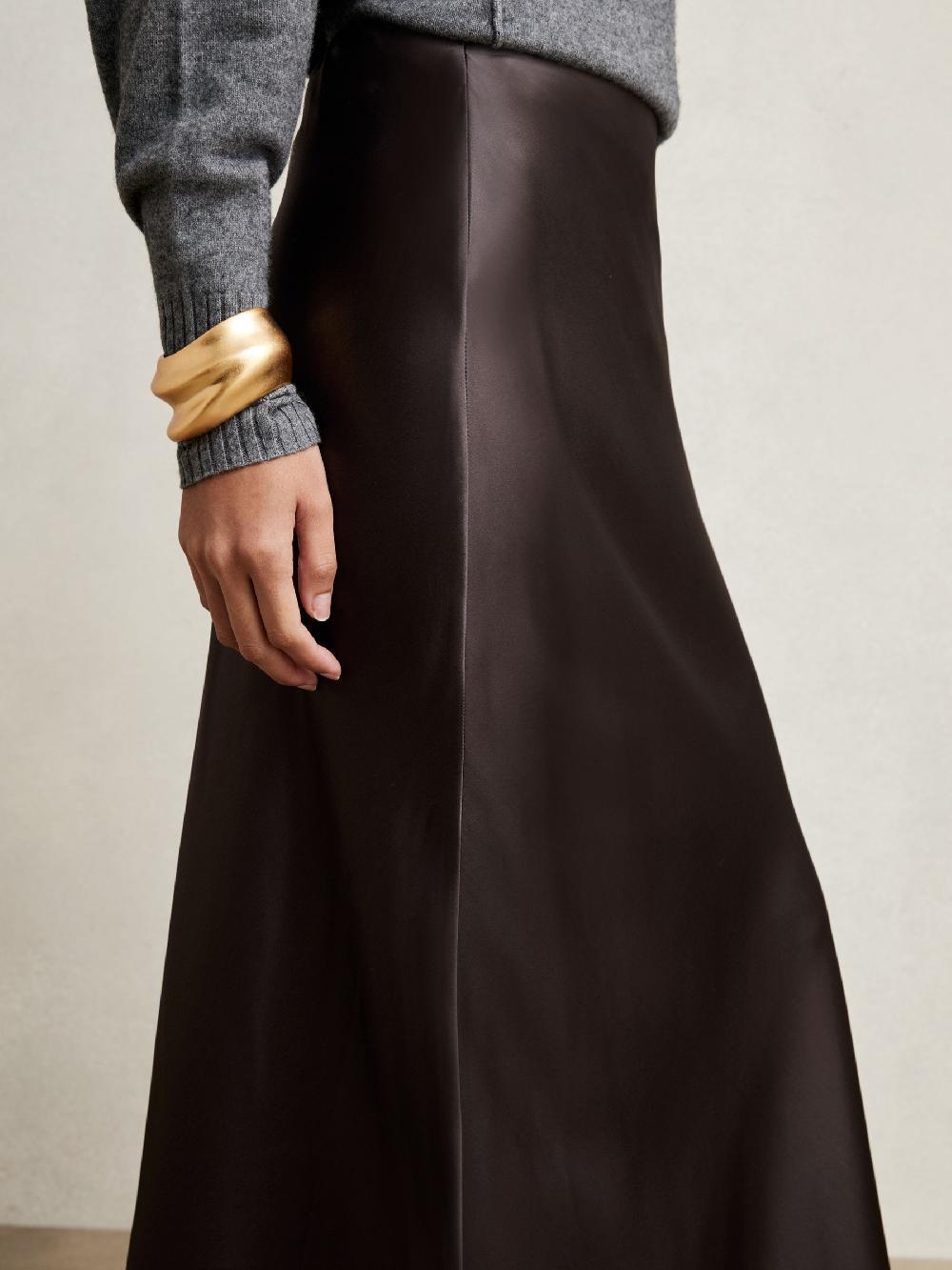 Reiss Silk Slip Maxi Skirt In Mauve
