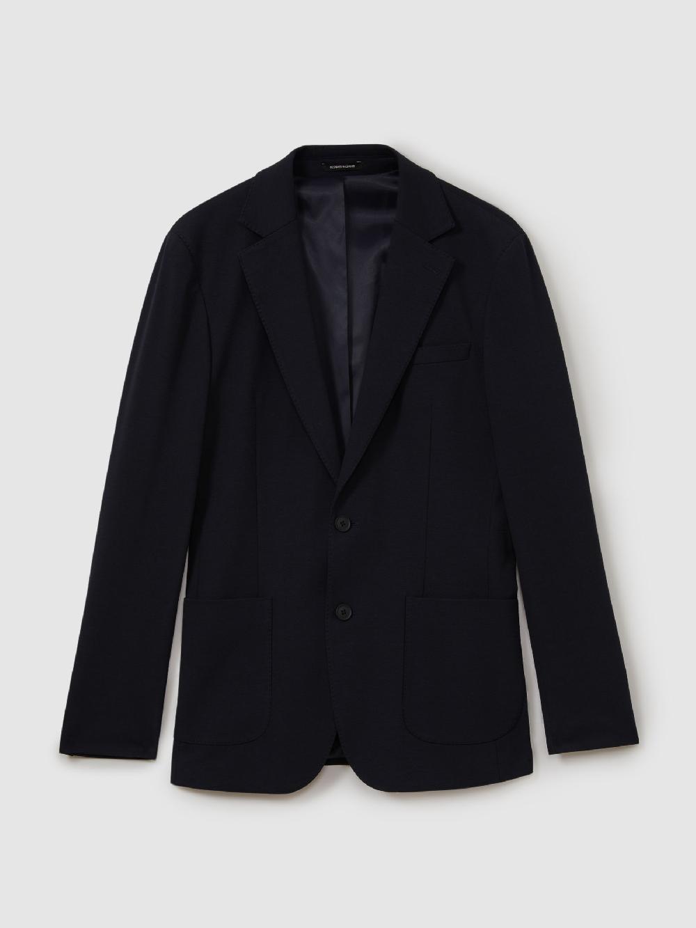 Reiss Single Breasted Jersey Suit Blazer In Navy