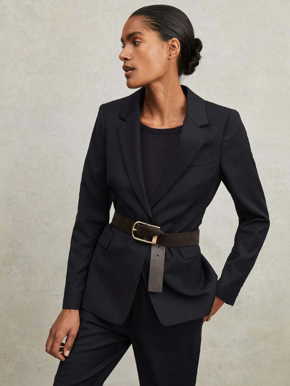 Reiss Single Breasted Suit Blazer In Navy