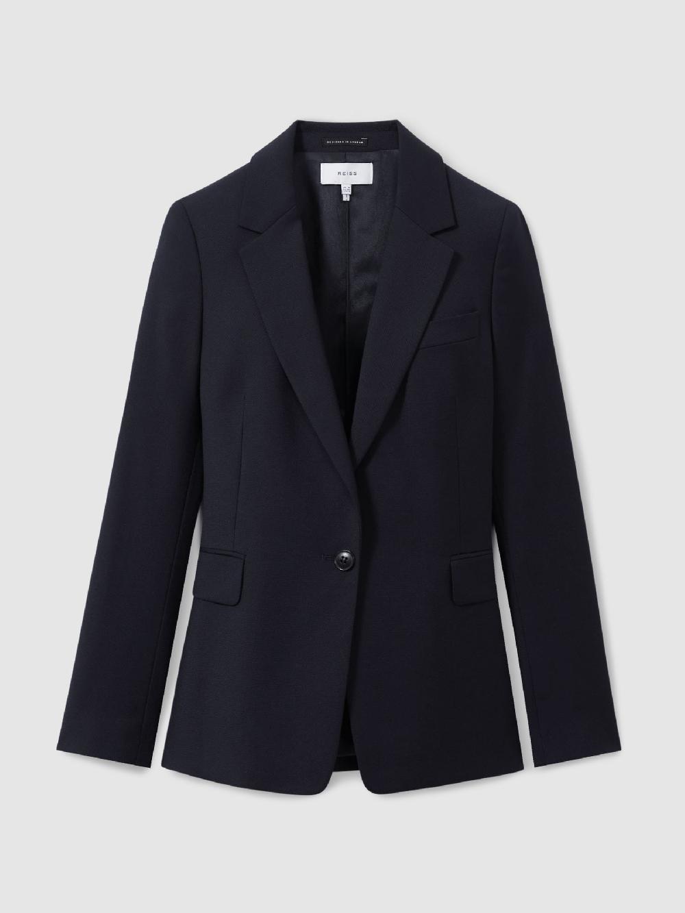 Reiss Single Breasted Suit Blazer In Navy